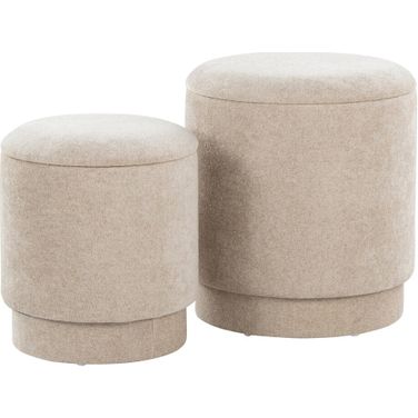 Marla Upholstered Ottoman Set of 2 In Beige