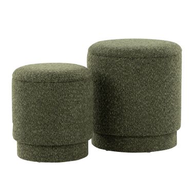 Marla Upholstered Ottoman Set of 2 In Dark Green