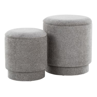 Marla Upholstered Ottoman Set of 2 In Grey