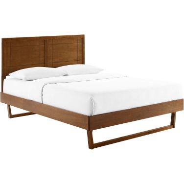 Marlee King Wood Platform Bed With Angular Frame In Walnut