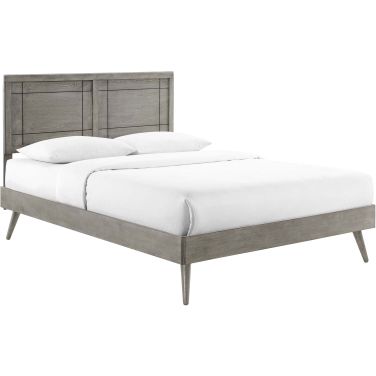Marlee King Wood Platform Bed With Splayed Legs In Gray