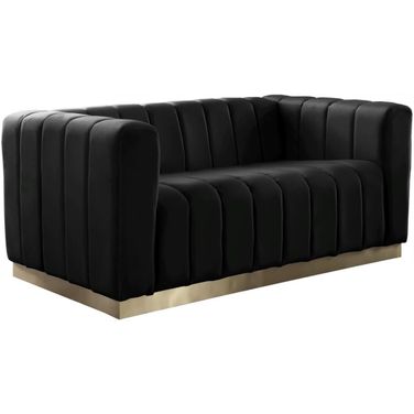 Marlon Velvet Loveseat In Black