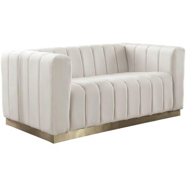 Marlon Velvet Loveseat In Cream