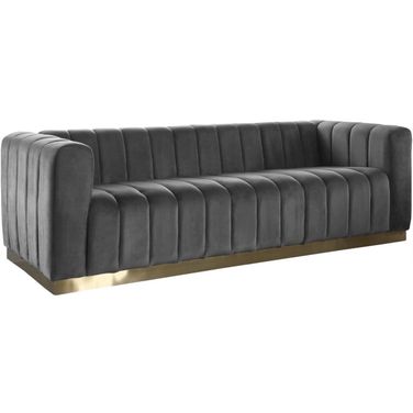 Marlon Velvet Sofa In Grey