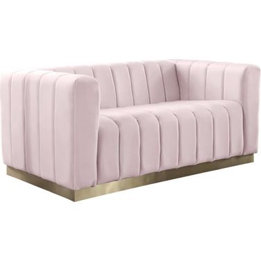 Marlon Velvet Loveseat In Pink