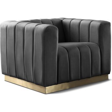 Marlon Velvet Chair In Grey