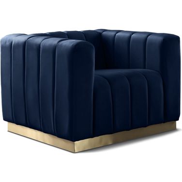 Marlon Velvet Chair In Navy