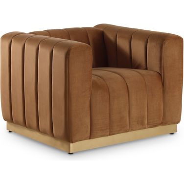 Marlon Velvet Chair In Saddle