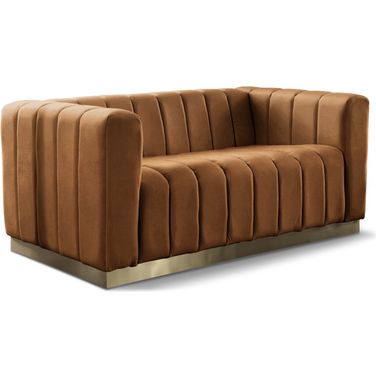 Marlon Velvet Loveseat In Saddle