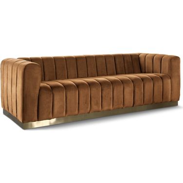 Marlon Velvet Sofa In Saddle
