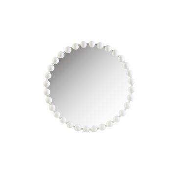 Marlowe 27 Inch Beaded Round Wall Mirror In White