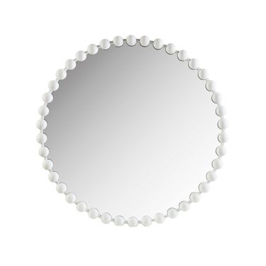 Marlowe 36 Inch Beaded Round Wall Mirror In White