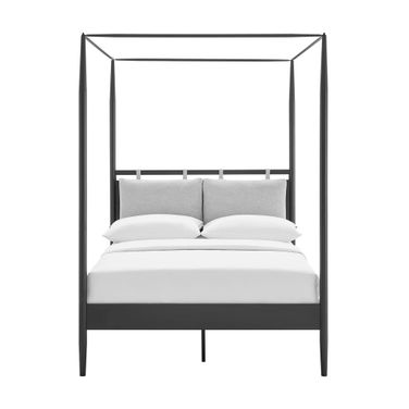 Marlowe 4-Poster Canopy Metal Full Platform Bed In Charcoal