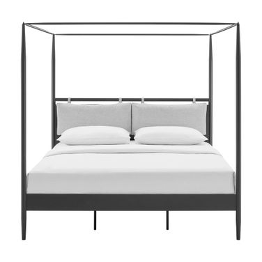 Marlowe 4-Poster Canopy Metal King Platform Bed In Charcoal