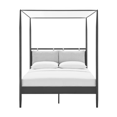Marlowe 4-Poster Canopy Metal Queen Platform Bed In Charcoal