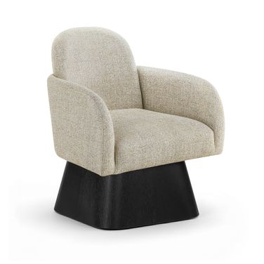 Marlowe Linen Textured Fabric Upholstered Swivel Accent Chair In Beige