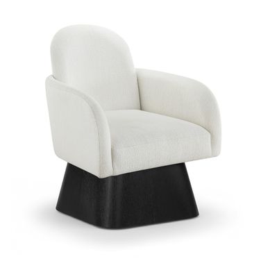 Marlowe Linen Textured Fabric Upholstered Swivel Accent Chair In Cream