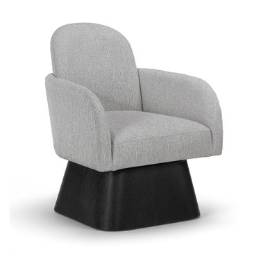 Marlowe Linen Textured Fabric Upholstered Swivel Accent Chair In Grey