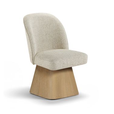 Marlowe Linen Textured Fabric Upholstered Swivel Dining Side Chair In Beige