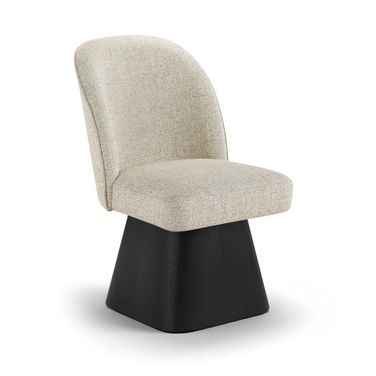 Marlowe Linen Textured Fabric Upholstered Swivel Dining Side Chair In Beige