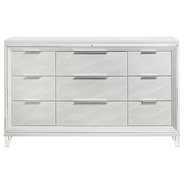 Marmore 9-Drawer Dresser Cabinet In White