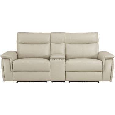Maroni Power Double Reclining Loveseat with Center Console and Power Headrests In Taupe