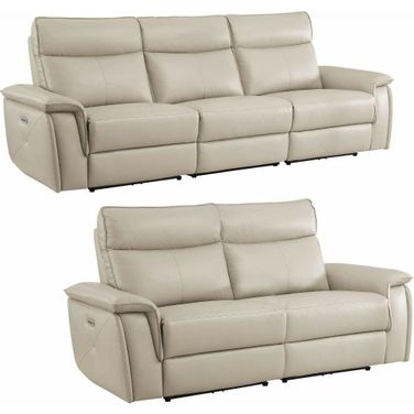 Maroni Taupe Power Double Reclining Living Room Set with Power Headrests