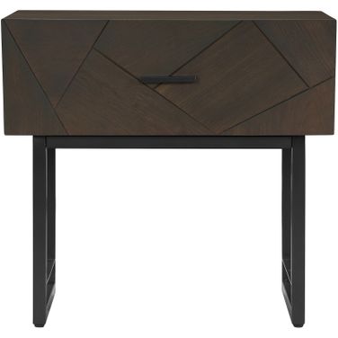 Marquis 1 Drawer Oak Wood Nightstand with Black Metal Legs