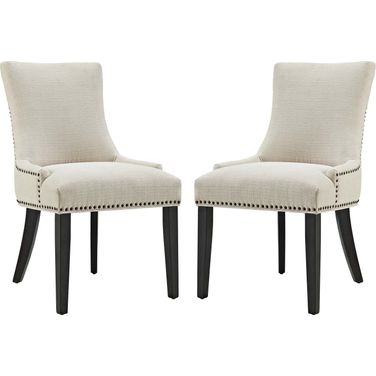 Marquis Beige Dining Side Chair Fabric Set of 2