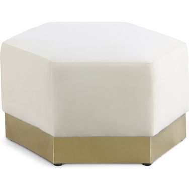 Marquis Velvet Ottoman In Cream