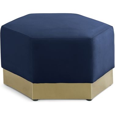 Marquis Velvet Ottoman In Navy