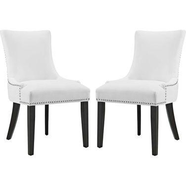 Marquis White Dining Chair Faux Leather Set of 2