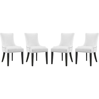 Marquis White Dining Chair Faux Leather Set of 4