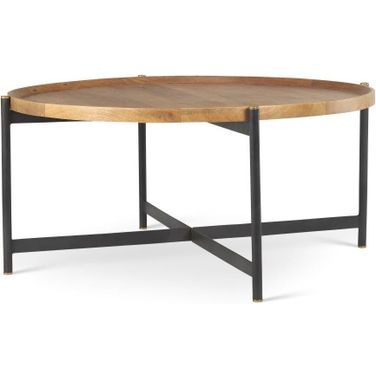 Marquisa Medium Brown Wood With Black Metal Large Coffee Table