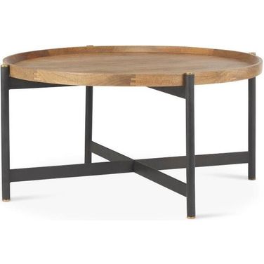 Marquisa Small Brown Wood With Black Metal Coffee Table