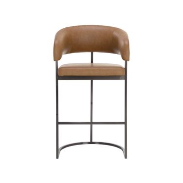 Marris Barstool In Gunmetal and Milliken Cognac