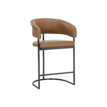 Marris Counter Stool In Gunmetal and Milliken Cognac