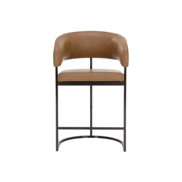 Marris Counter Stool In Gunmetal and Milliken Cognac