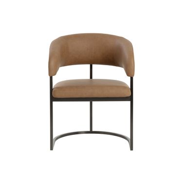 Marris Dining Armchair In Gunmetal and Milliken Cognac