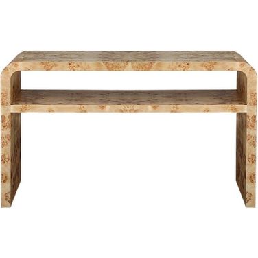 Marshall Burl Wood Waterfall Edge 2 Tier Console Table