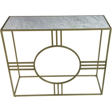 Marshall Console Table In White Marble and Antique Gold