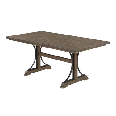 Martha 72 x 39 Inch Dining Table with Distressed Top In Brown Oak Mdf Wood