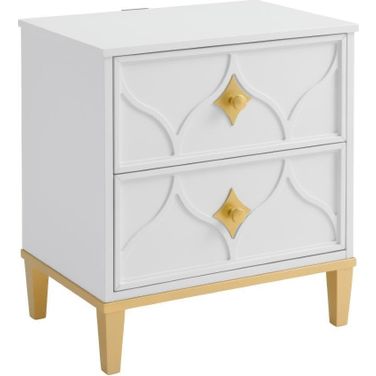 Martin Svensson Home Emma 2 Drawer Nightstand In White And Gold