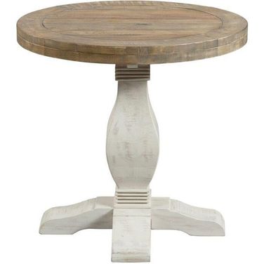 Martin Svensson Home Napa Round End Table In White Stain And Reclaimed Natural