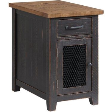 Martin Svensson Home Rustic Chairside Table With Power In Antique Black And Honey