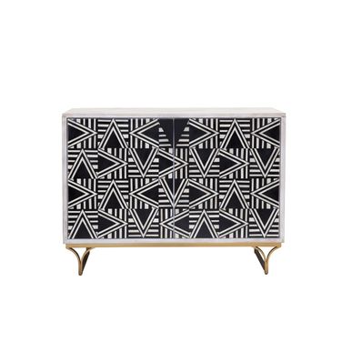 Martina Bar Cabinet In Sandblasted White Wash Black Bone
