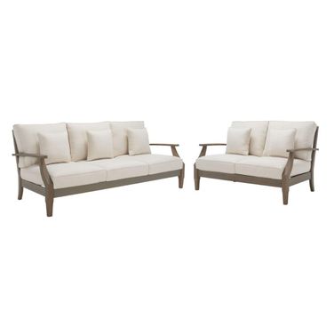 Martinique Outdoor Conversation Set In Light Grey and Beige