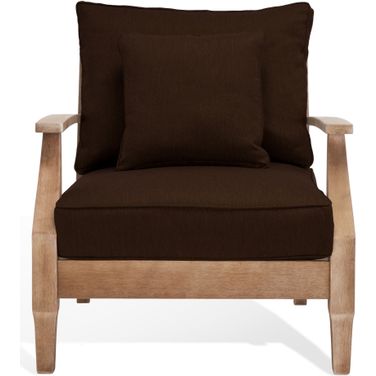 Martinique Wood Patio Armchair In Natural and Dark Brown
