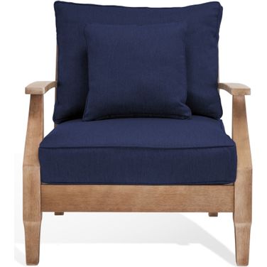 Martinique Wood Patio Armchair In Natural and Navy