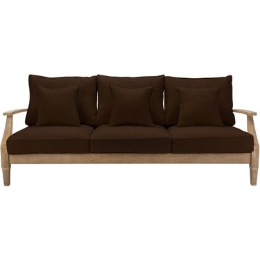 Martinique Wood Patio Sofa In Natural and Dark Brown